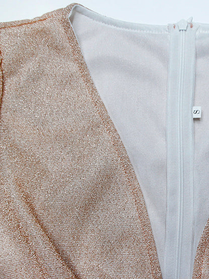 Onbely robe longue brillante paillette élégant champagne - onbely