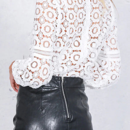 Onbely chemisier en dentelle découpes transparent mode femme top
