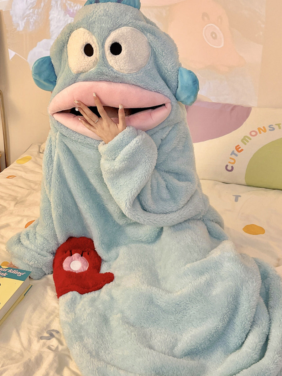 Onbely pyjama combinaison adulte animaux poisson bleu oversized