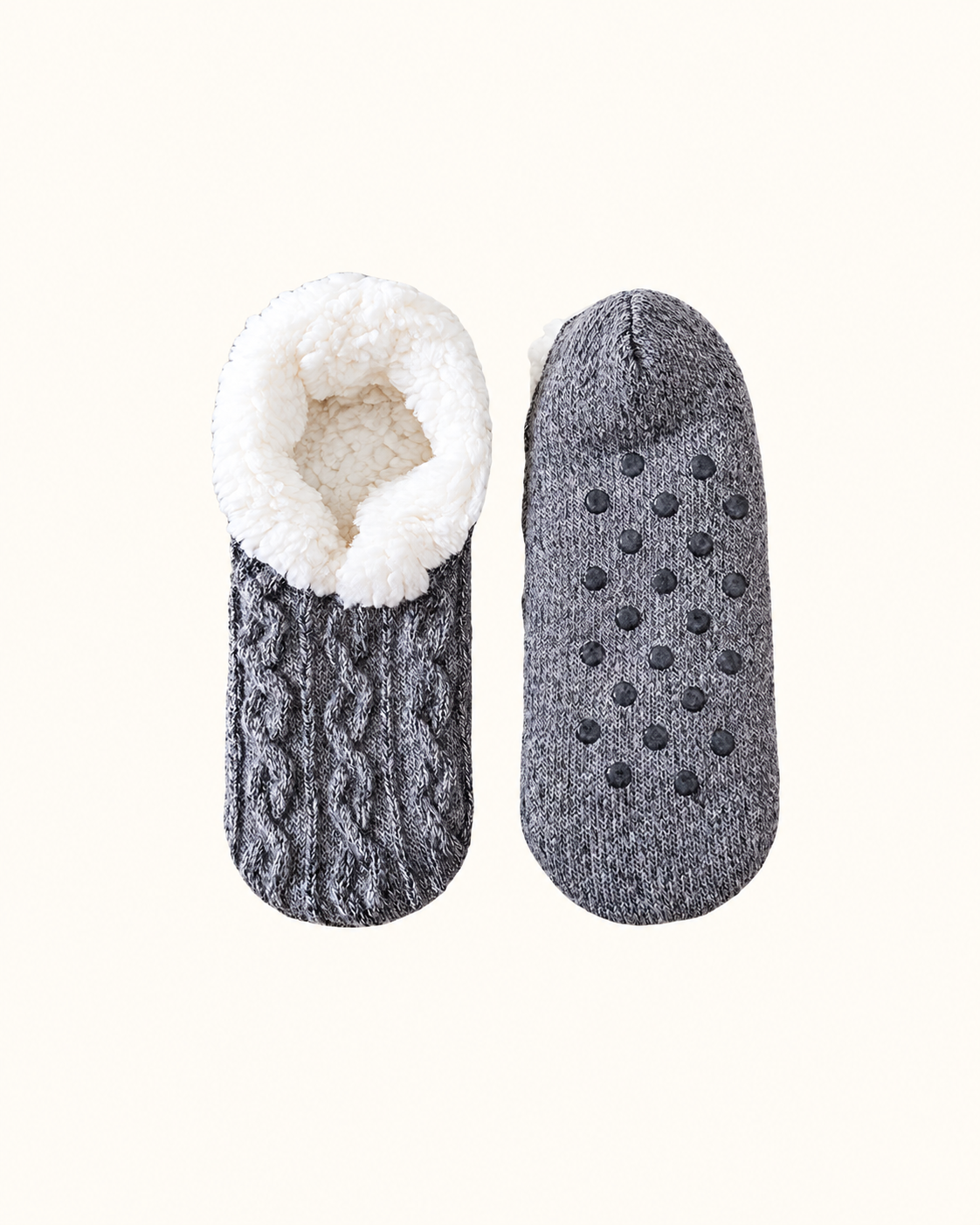 Cozy Cable Knit Fleece-Lined Slipper Socks