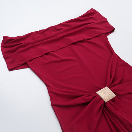 Onbely robe de soirée longue moulante col bateau cintrée élégant mode bal de promo