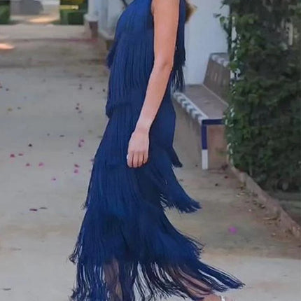 Onbely mi-longue robe unicolore une épaule col asymétrique mode élégant tous les jours bureau