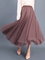 Onbely long tulle skirt elastic waist for women fashion