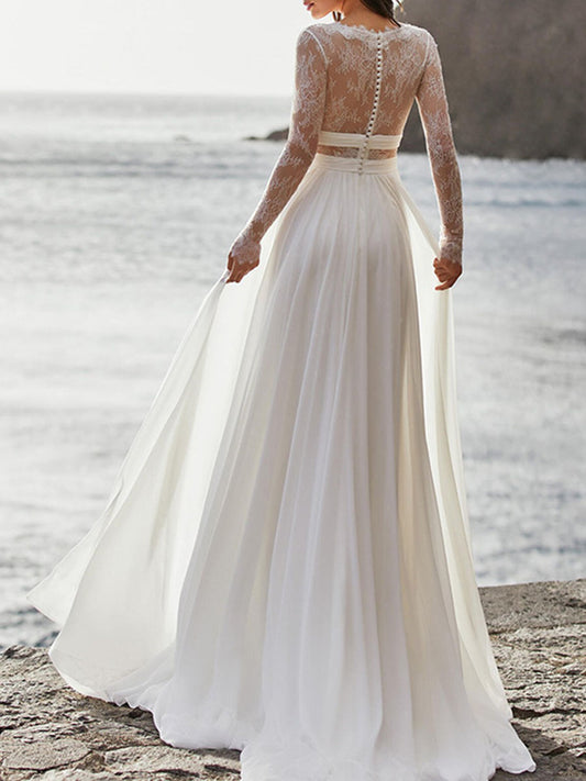 Onbely robe maxi longue de mariée princesse dentelle bohème
