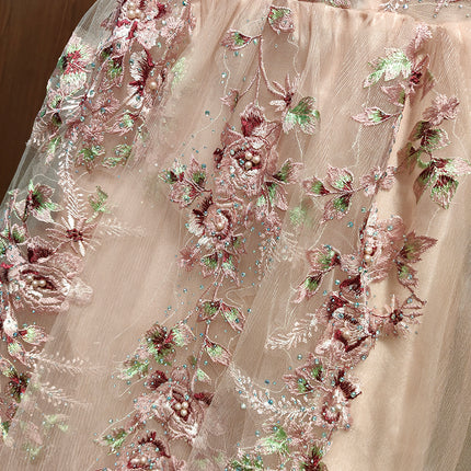 Onbely robe de soirée maxi longue brodée élégante rose pour un mariage femme cérémonie