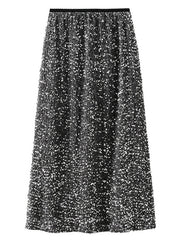 Onbely long skirt slit side velvet shiny sequin women