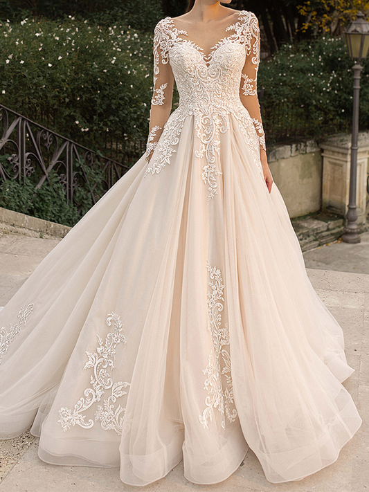 Onbely robe de mariée maxi longue dentelle appliques pearl dos nu bohème