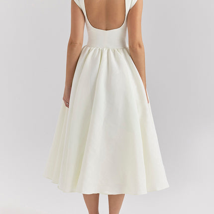 Onbely robe longue trapèze dos nu cocktail élégant blanc