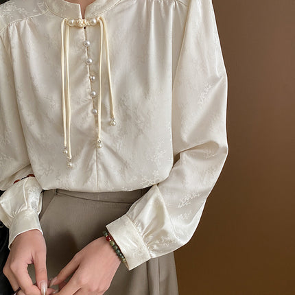 Onbely chemise chinoise pearl élégant