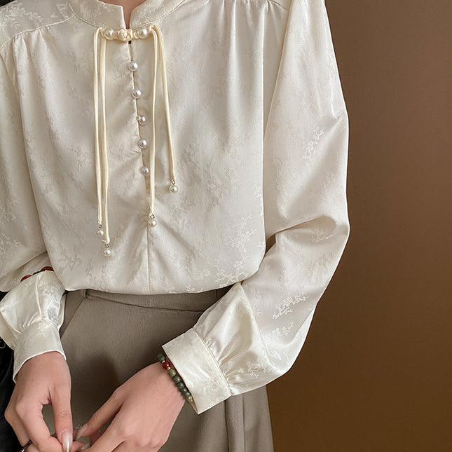 Onbely chemise chinoise pearl élégant