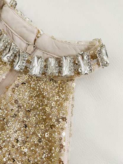 Onbely robe longue de soirée brillante paillette strass licou - onbely