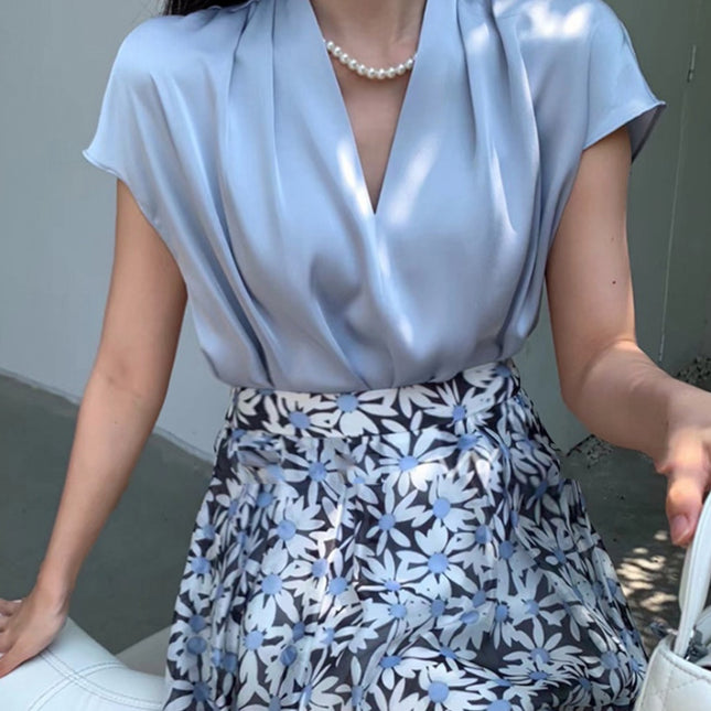 Onbely blouse satin Col en V femme mode