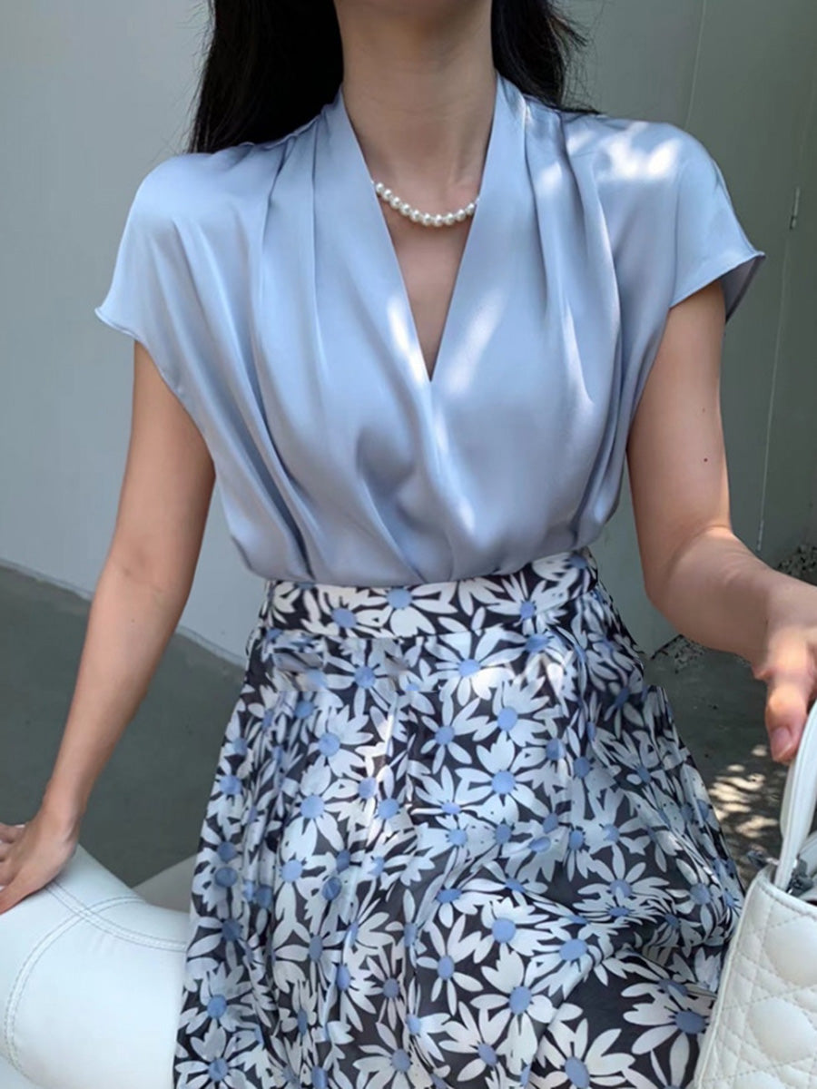 Onbely blouse satin Col en V femme mode