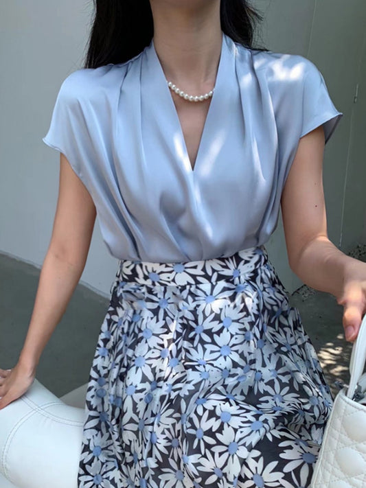 Onbely blouse satin Col en V femme mode