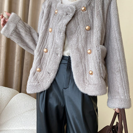 Onbely manteau en fausse fourrure double boutonnage - onbely