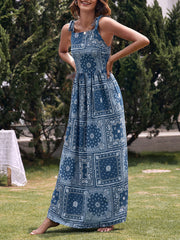 Onbely long dress with navy ethnic holiday straps