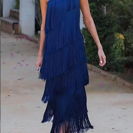 Onbely mi-longue robe unicolore une épaule col asymétrique mode élégant tous les jours bureau