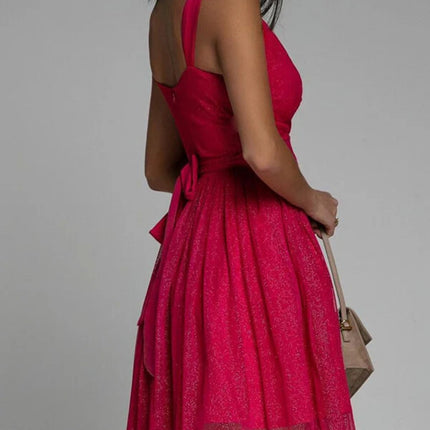 Onbely robe courte trapèze unicolore plissé bretelle col en V doux tous les jours bureau