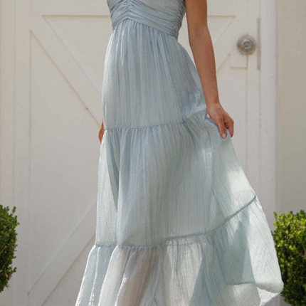 Onbely Robe longue unicolore licou dos nu de cocktail boho dress