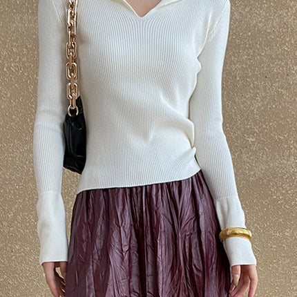 Onbely pull en maille moulante polo pour femme