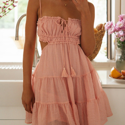 Onbely Robe courte strappy à volantée dos nu mode vacances