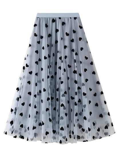 Onbely jupe longue tulle coeur fluide mode femme - onbely