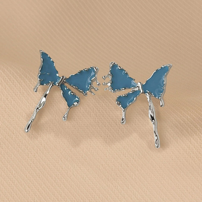 Bleu papillon des boucles d'oreilles mode - onbely