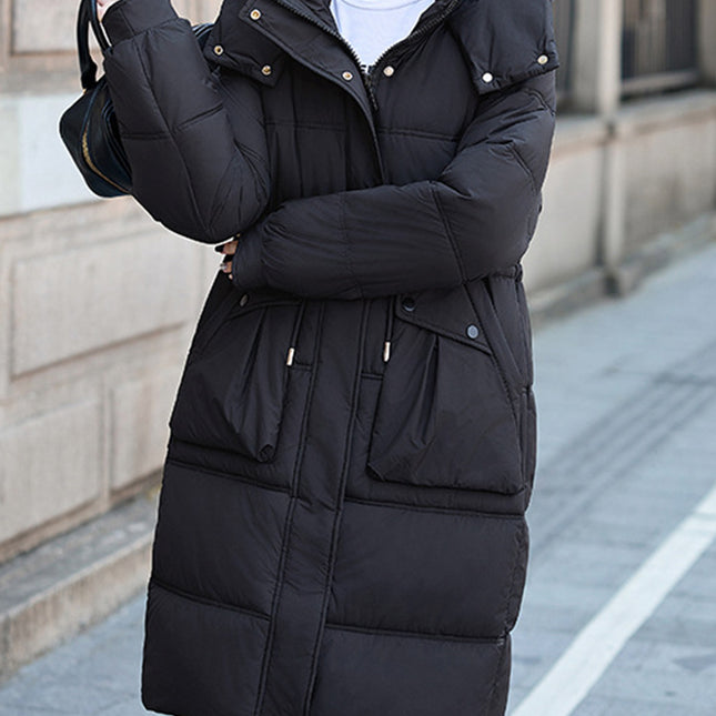 Onbely manteau longue en coton avec poches à capuche femme hiver