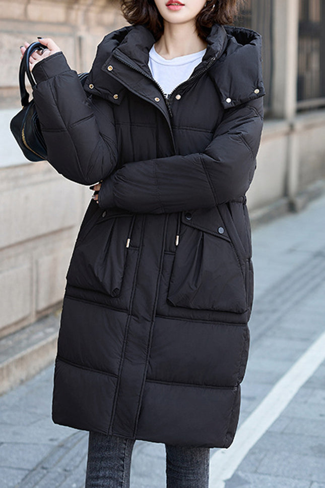 Onbely manteau longue en coton avec poches à capuche femme hiver