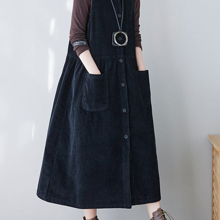 Onbely salopette jupe bretelle velours cotelé avec poches femme vintage