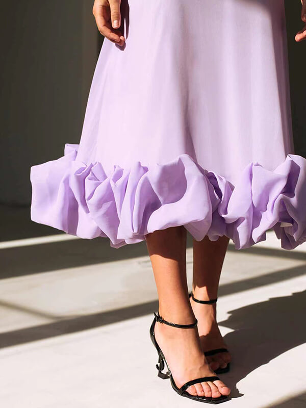 Onbely robe longue bustier à fines brides avec volants, élégante et douce pour cocktail et bal de promo