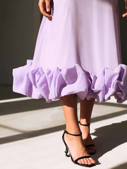 Onbely robe longue bustier à fines brides avec volants, élégante et douce pour cocktail et bal de promo