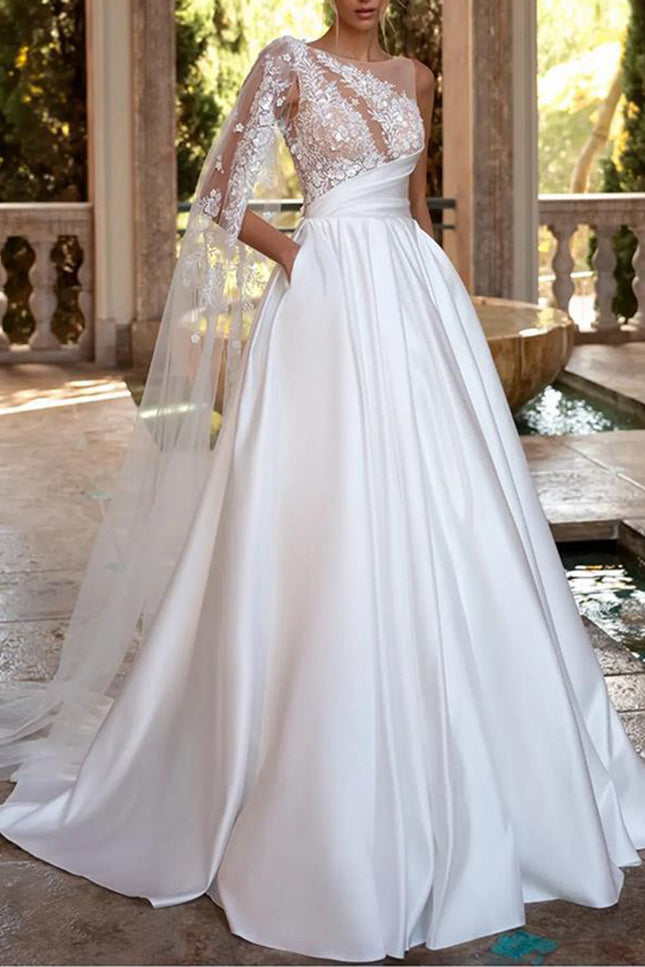 Onbely robe de mariée princesse maxi longue satin tulle élégant