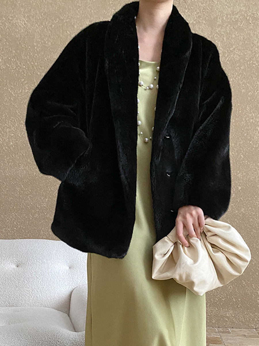 Onbely manteau en fausse fourrure avec poches pour femme mode