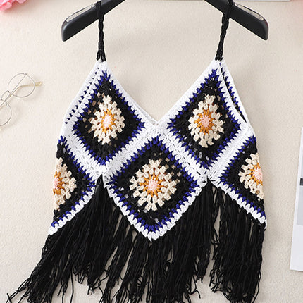 Onbely Débardeur Bohème en Crochet avec Franges Décoratives pour Vacances et Plage boho dress