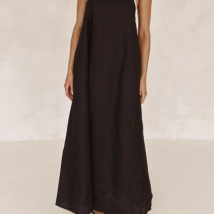 Onbely robe longue lâche unicolore à fines brides simple décontracté