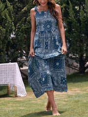 Onbely long dress with navy ethnic holiday straps