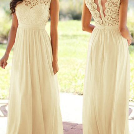 Onbely robe longue demoiselle d'honneur dentelle mousseline élégant - onbely