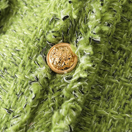 Onbely veste courte en tweed boutonnage avec poches col rond femme mode