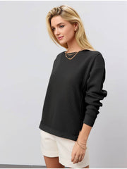 Onbely sweatshirt unicolore col rond manches longues femme élégante décontractée mode casual
