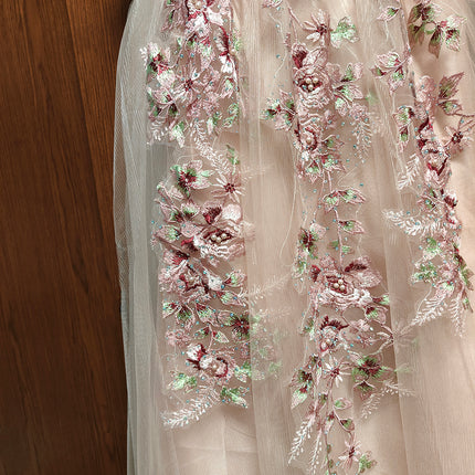 Onbely robe de soirée maxi longue brodée élégante rose pour un mariage femme cérémonie