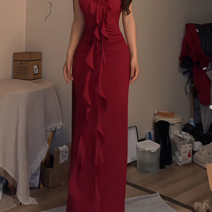 Onbely robe de soirée longue moulante dos nu licou mode bal de promo