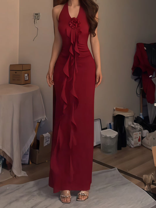 Onbely robe de soirée longue moulante dos nu licou mode bal de promo