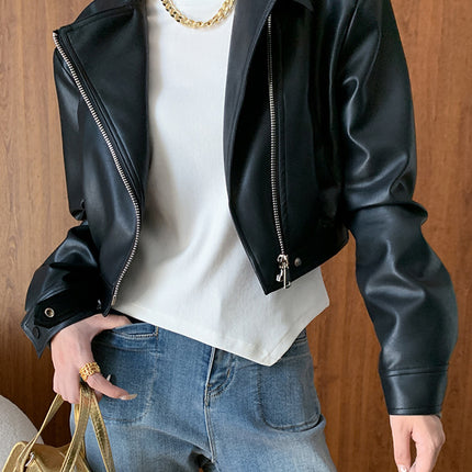 Onbely Perfecto femme en simili cuir court avec poches et fermeture éclair