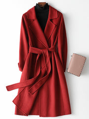 Onbely Women's Oversized Long Wool Coat with Belt and Pockets