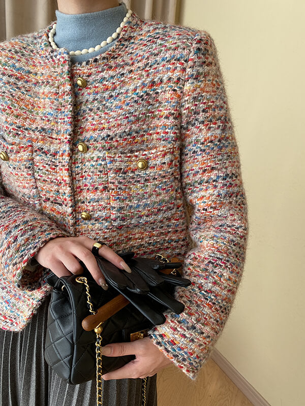 Onbely veste en tweed doudoune avec poches pour femme hiver - onbely