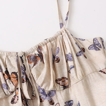 Onbely Robe longue à imprimé papillon avec fines bretelles