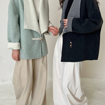 Onbely manteau en laine couleur bloc femme mode