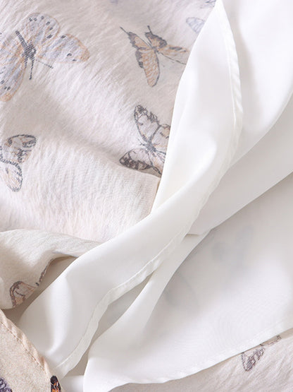 Onbely Robe longue à imprimé papillon avec fines bretelles