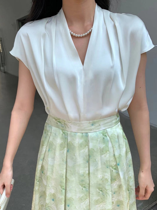 Onbely blouse satin Col en V femme mode
